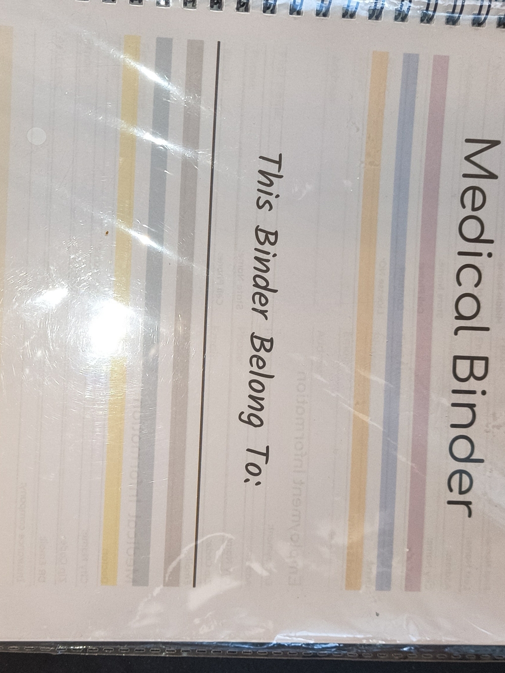 Medical Binder Organizer - Pastel Striped (No Brand)